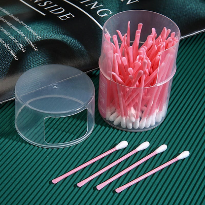 100Pcs/set Disposable Eyelash Extension Glue Removing Double Head Cotton Swabs Cotton Bud Nose Lipstik Ear Cleaning Makeup Cotton Stick Ear Cleaner Spoon Makeup Tool Household