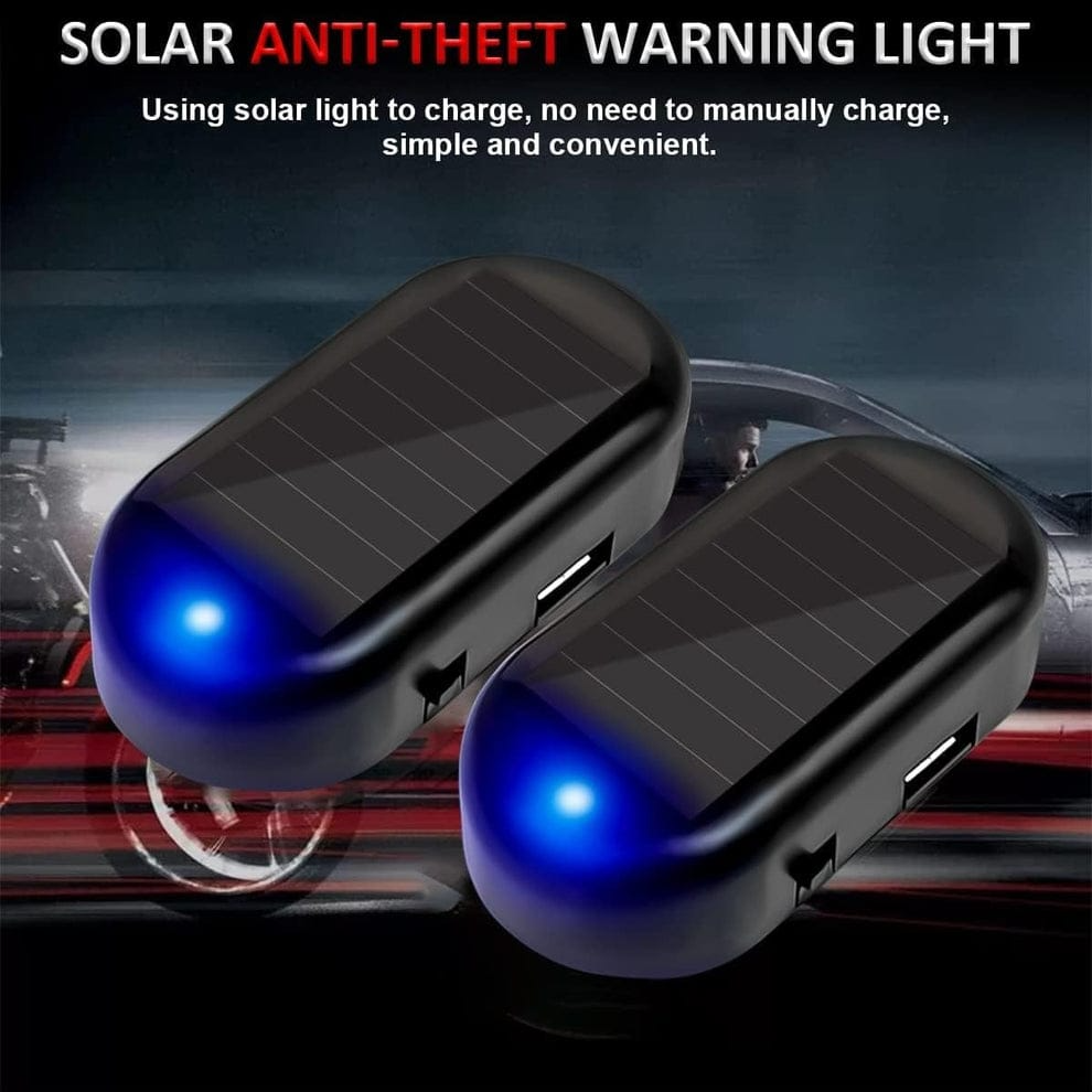 Tesnaao 1 PC Car Solar Anti-theft Light, USB Interface Plug Play ABS Shell LED Simulation Intelligent Induction Flash Warning Light, Simulation Warning Accessories, Fits for Most Car Models (Red)