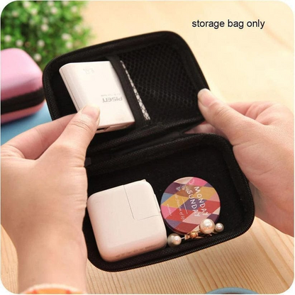 Mini Zipper Hard Headphone Case PU Leather Earphone Storage Bag Protective Case USB Cable Earbuds Pouch Box Earphone Case 1Pcs