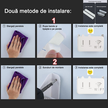 White) Wall-mounted router box Office Media Decor Consoles Wifi box Wireless storage boxes Rack Bracket Hangings Wall Shelf TV Box Router Shelf WiFi Stand Cord-less Phone Stand Wall Mount Wall Shelf Floating Media Shelf TV DVD Androids Box Holder Stand