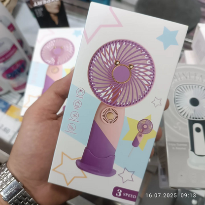 Mini Fan for Exams, Trips or Even Traveling, USB Rechargeable, Handy Stand for Easy Placement Anywhere