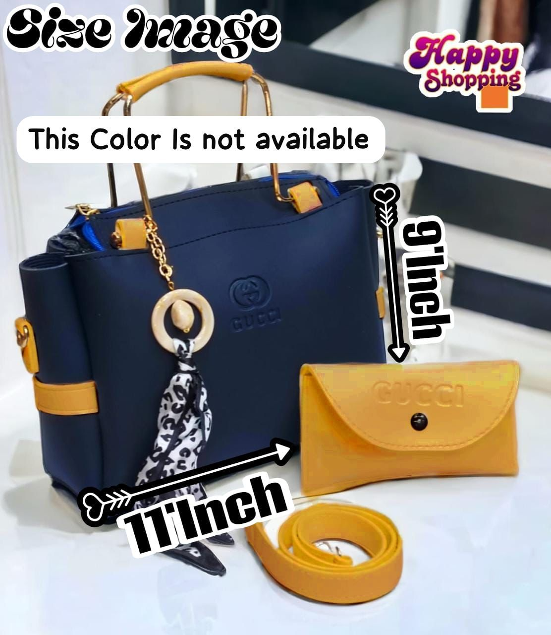 Chic Women's Multicolor PU Leather Shoulder Bag - 2 Pcs Set