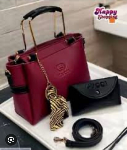 Chic Women's Multicolor PU Leather Shoulder Bag - 2 Pcs Set