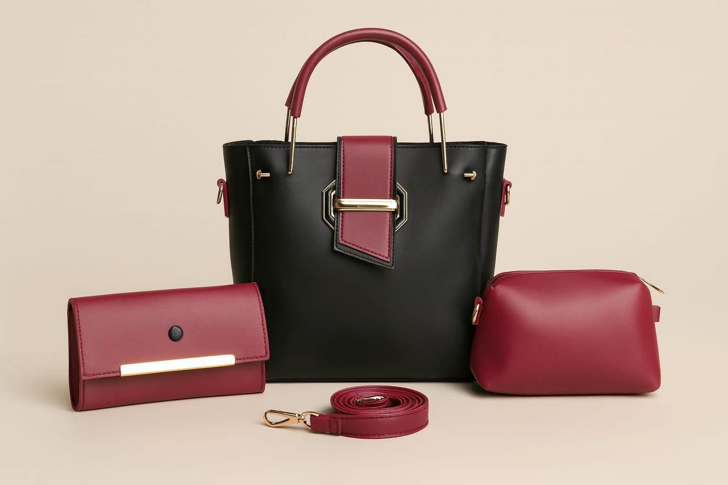 luxury bags 3 piece set PU Soft Leather Hand and Shoulder Bag For Women