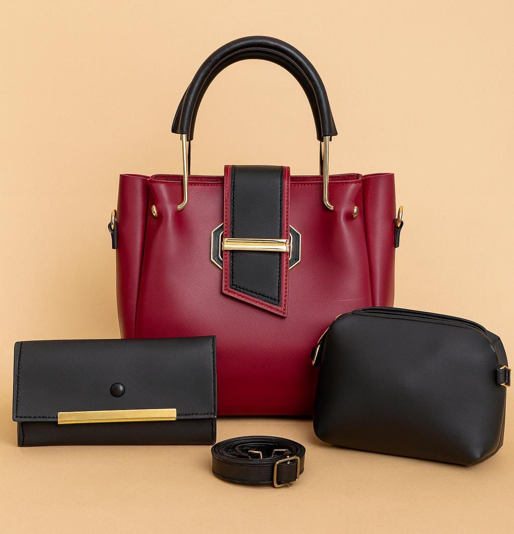 luxury bags 3 piece set PU Soft Leather Hand and Shoulder Bag For Women