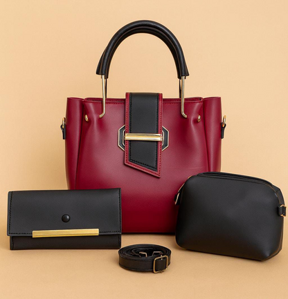 luxury bags 3 piece set PU Soft Leather Hand and Shoulder Bag For Women