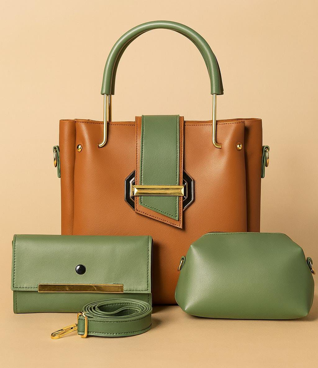 luxury bags 3 piece set PU Soft Leather Hand and Shoulder Bag For Women