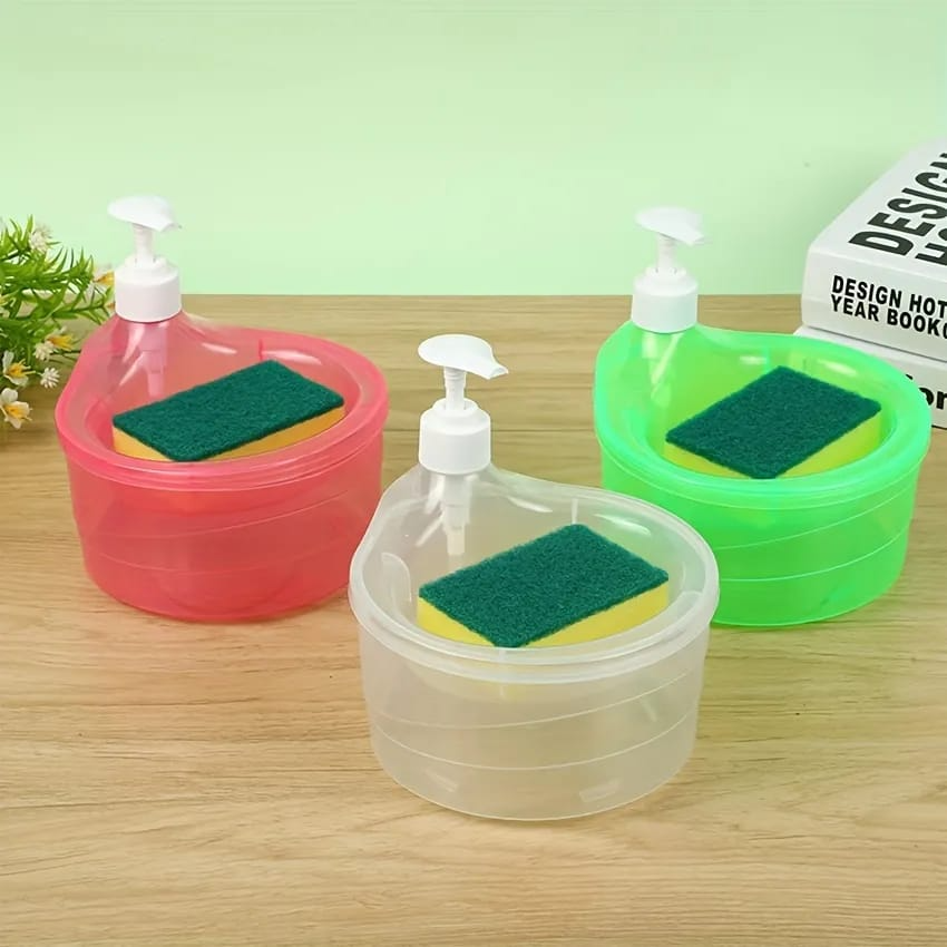 2 in 1 Soap Dispenser And Scrubber Holder With Sponge Cady Round Shape