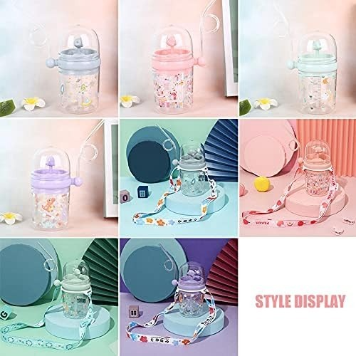 260ml Fancy Kids Water Bottle with Straw and Cover BPA Free Stylish Fountain Look - Water bottle Infant Cup with Straw Water