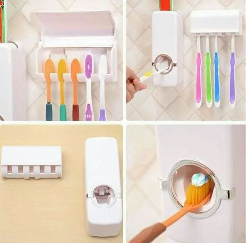 Toothpaste Dispenser with ToothBrush Holder