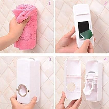 Toothpaste Dispenser with ToothBrush Holder