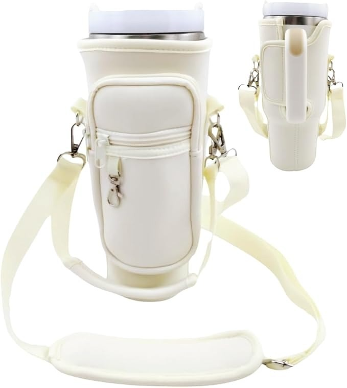 Stanley Tumbler Holder  with Detachable Phone Pouch, Durable Leather Pouch