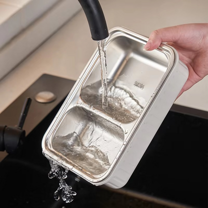 Thermal Insulated Stainless Steel 304 Lunch Box Multi-grid Double-layer Sealed Bento Box for Work.