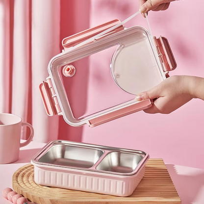 Thermal Insulated Stainless Steel 304 Lunch Box Multi-grid Double-layer Sealed Bento Box for Work.