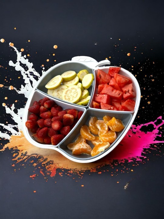 4 in 1 Food Dish Tray Apple Shape Snack Plate Holder Food Dish 4-Grid Dish With 4pcs Detachable Section