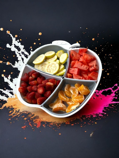 4 in 1 Food Dish Tray Apple Shape Snack Plate Holder Food Dish 4-Grid Dish With 4pcs Detachable Section