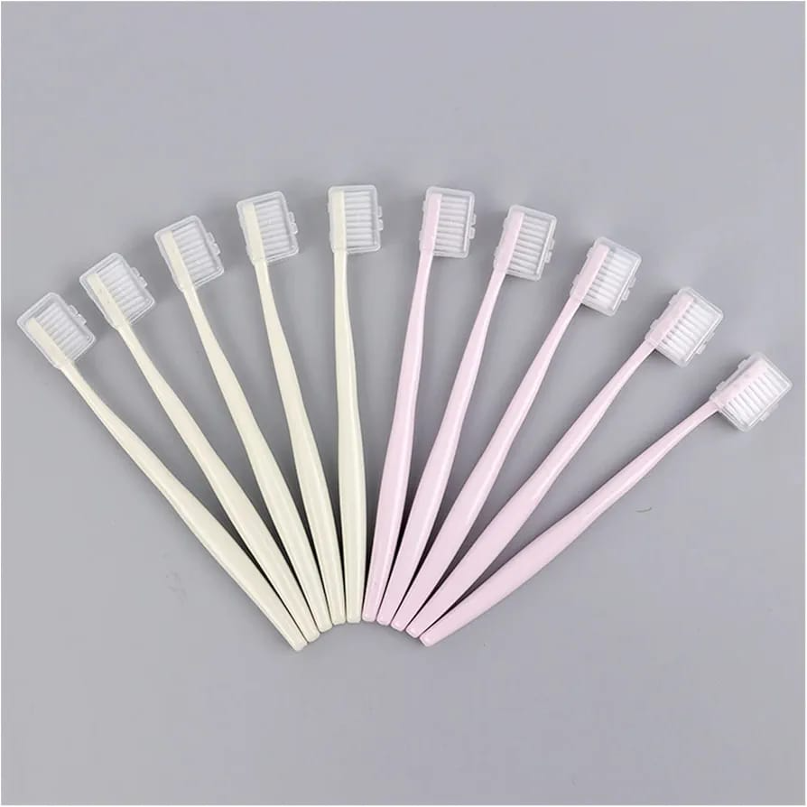 Pack Of 4 High Quality Soft Bristles Toothbrush Set With Cap Random Colours
