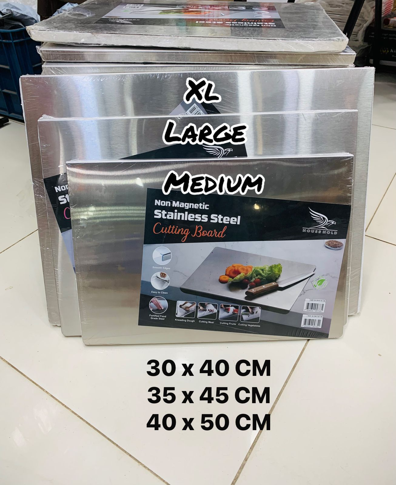 Stainless Steel Cutting Board - Multipurpose  Kitchen Chopping Board - Non-Slip Steel Board for Vegetable, Fruit and Roti