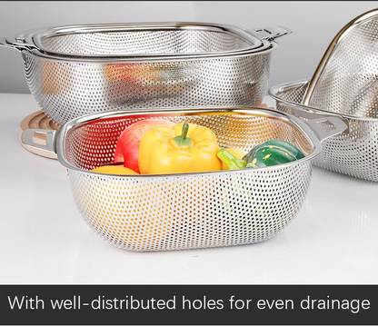 Stainless Steel Colanders with Handle, Colander Perforated Strainer for Kitchen Pasta/Vegetable/Rice/Fruit/Food
