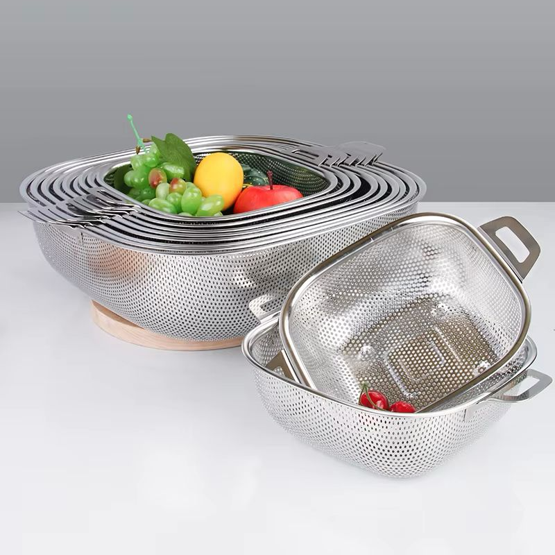 Stainless Steel Colanders with Handle, Colander Perforated Strainer for Kitchen Pasta/Vegetable/Rice/Fruit/Food