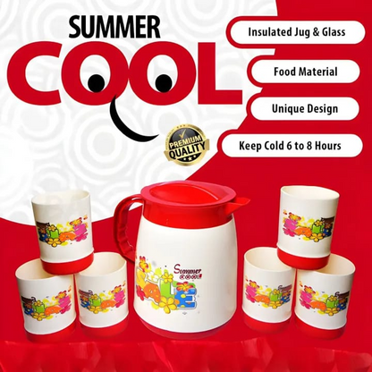 Plastic Water Jug with 6-Piece Plastic Water Glass Set-Home and kitchen water jug set