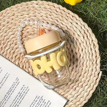 Portable Cute Glass Cup with Straw – Perfect for Summer