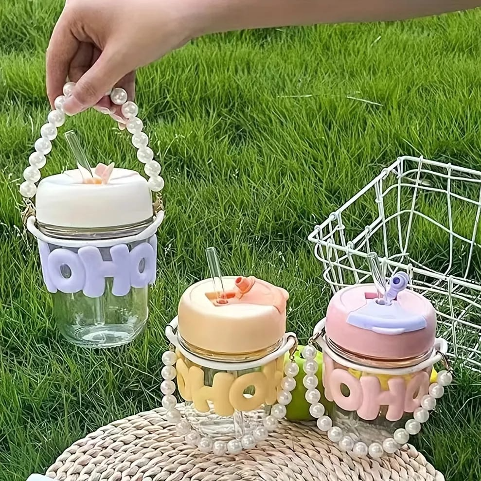Portable Cute Glass Cup with Straw – Perfect for Summer