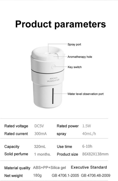USB Rechargeable Air Humidifier Lamp