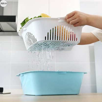 Double-Layer Plastic Draining Basket, Multi-Color