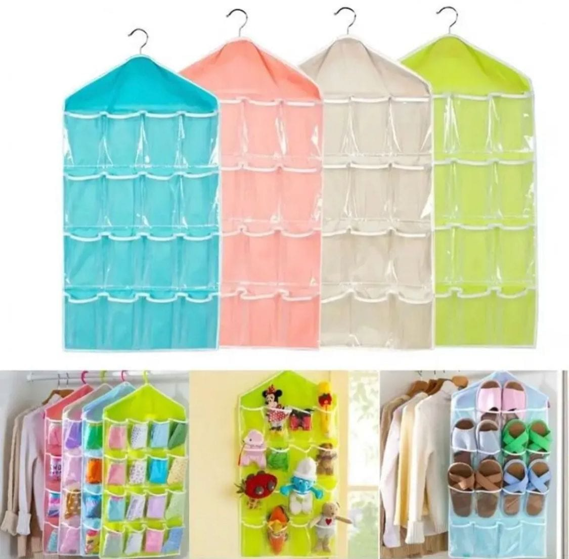 16 Pockets Wall Wardrobe Hanging Organizer Socks Underwear Sundries Sorting Storage Bags Space Saver Wardrobe Organizer Bag