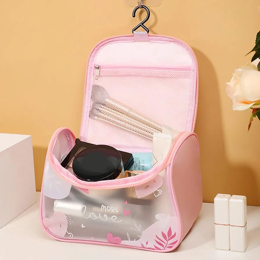 Portable Clear Cosmetic Bag - Waterproof Travel Toiletry Organizer for Women, Transparent Makeup Case with Zipper,