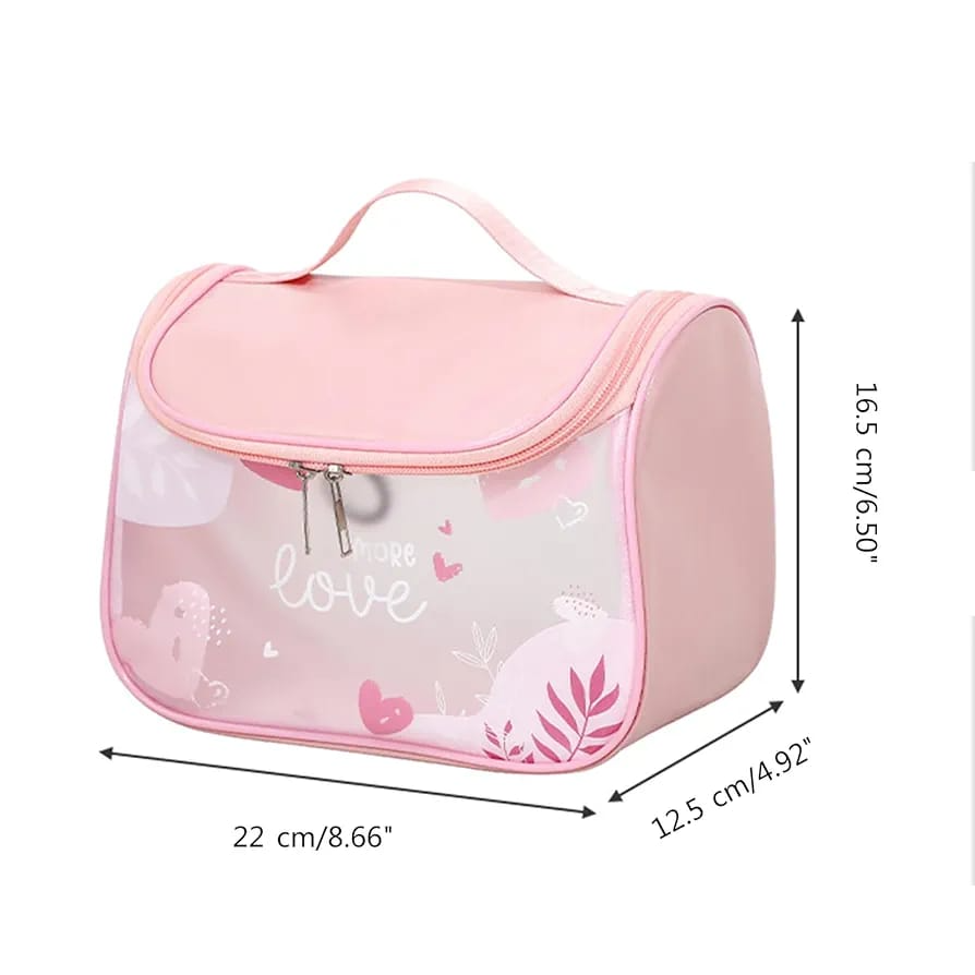 Portable Clear Cosmetic Bag - Waterproof Travel Toiletry Organizer for Women, Transparent Makeup Case with Zipper,
