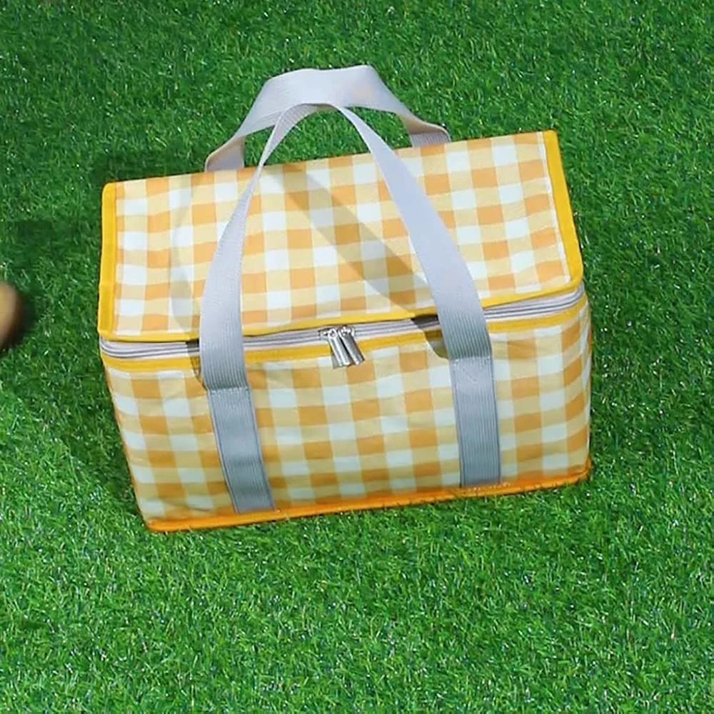 Outdoor Picnic Bag Thickened Aluminum Film Folding Picnic Basket Portable Lunch Bag Camping Moisture-Proof Picnic Mat