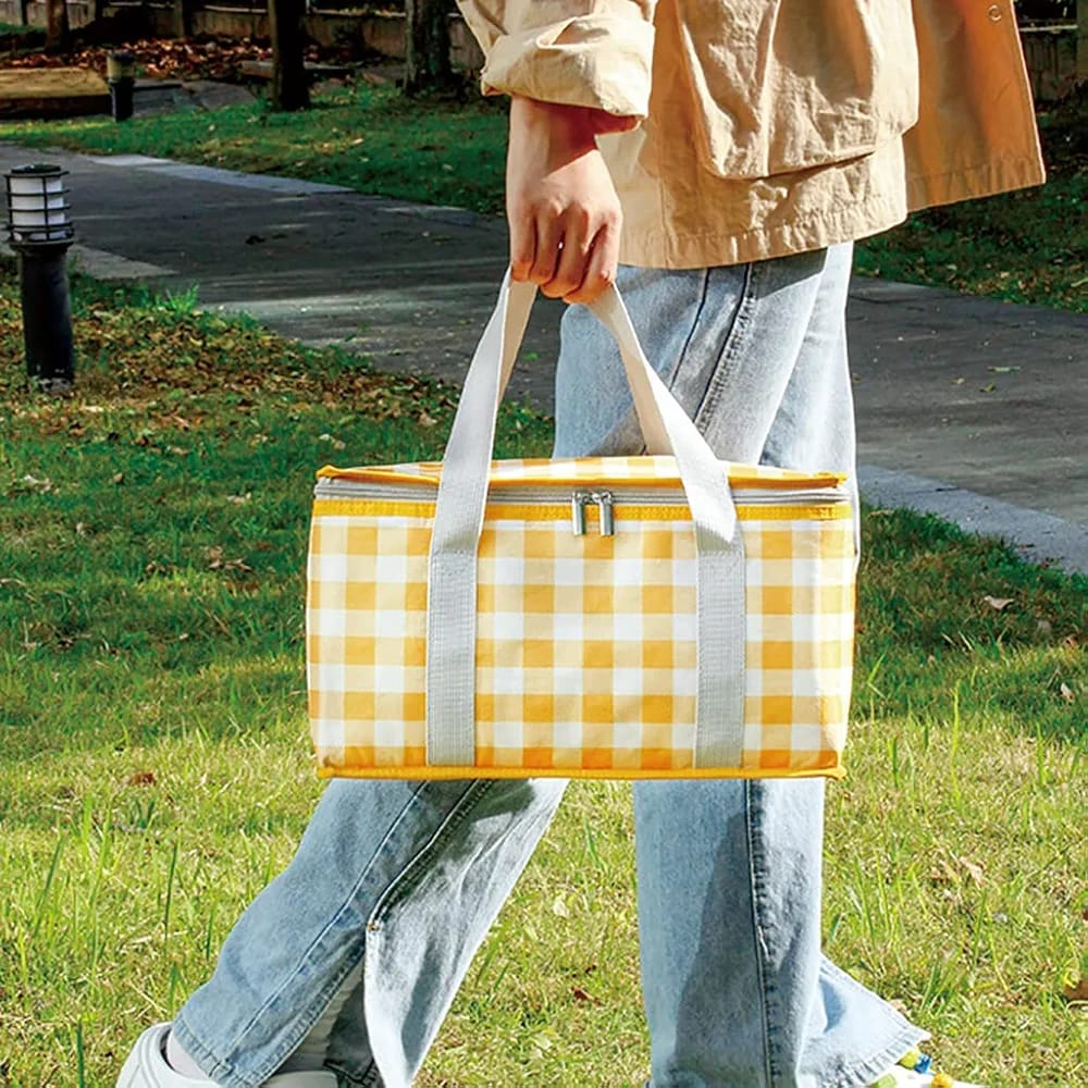 Outdoor Picnic Bag Thickened Aluminum Film Folding Picnic Basket Portable Lunch Bag Camping Moisture-Proof Picnic Mat