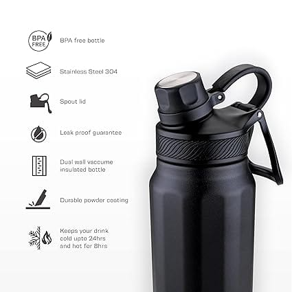 Stainless Steel Insulated Water Bottle for Gym, School, Home and Office. Water Bottles for men Girls Boys Leak-proof, Travel Friendly 800 ML