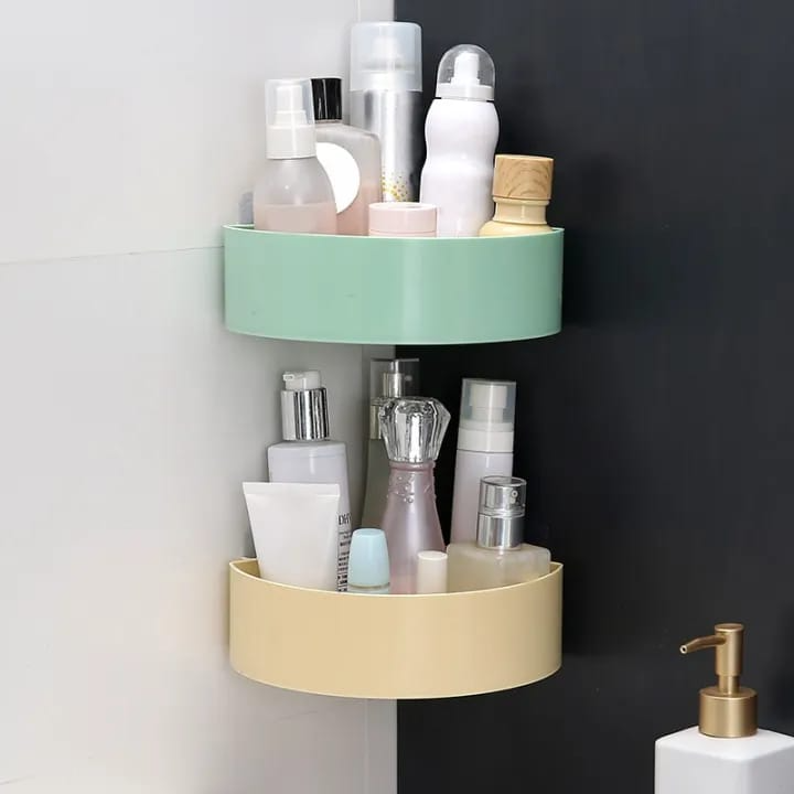 Plastic Inter Design Bathroom Kitchen Organize Shelf Rack Shower Corner with Wall Mounted Suction Cup