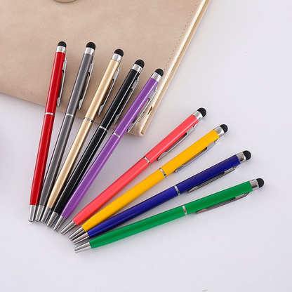 Aluminum 2 In 1 Ball Pen Touch Screen Stylus for iPhone & Android Phone (Pack of 2)