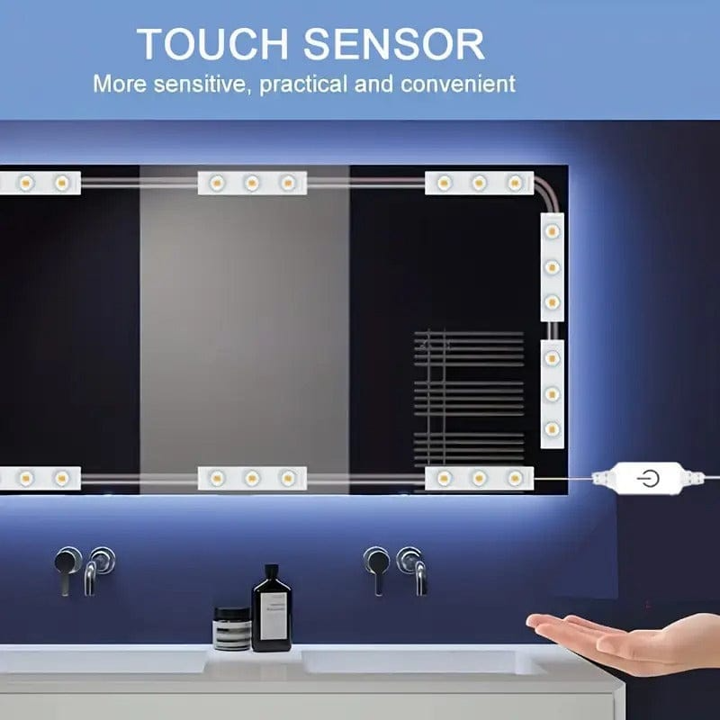LED Makeup Mirror Lights 30LEDs Dimmable Touch Control Vanity Mirror Lights Bathroom Mirror Light with USB Cable LED Strip Lights Dressing Mirror