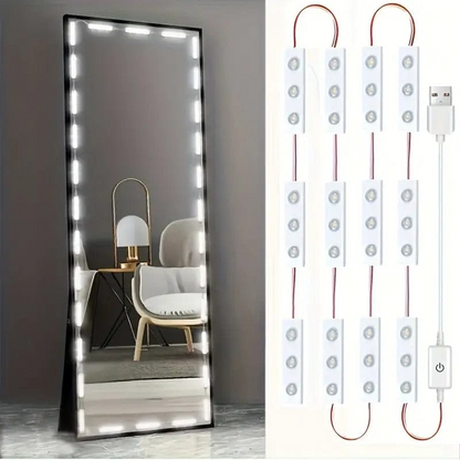 LED Makeup Mirror Lights 30LEDs Dimmable Touch Control Vanity Mirror Lights Bathroom Mirror Light with USB Cable LED Strip Lights Dressing Mirror