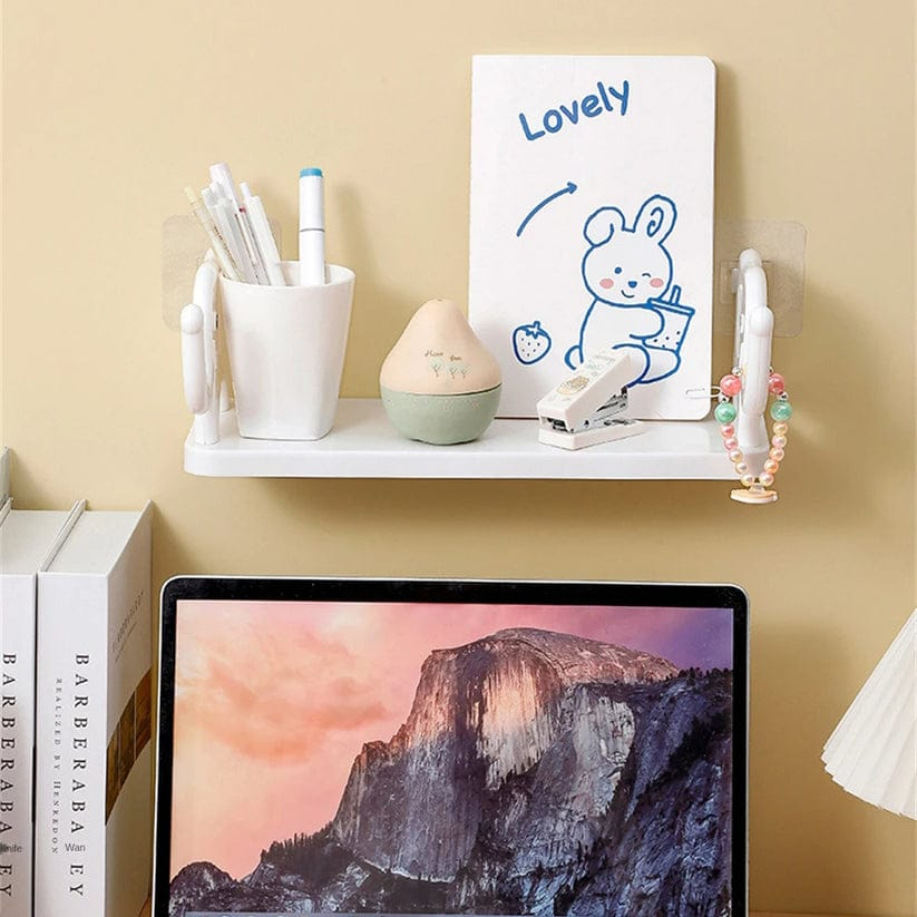 Multifunctional Elephant Shaped Storage Shelf, Cute and Convenient Elephant Storage Solution - Mini White Shelf for Kitchen, Study,Bathroom