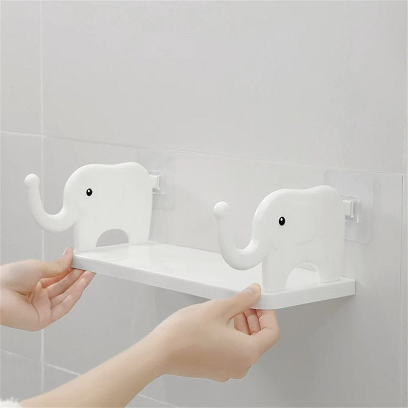 Multifunctional Elephant Shaped Storage Shelf, Cute and Convenient Elephant Storage Solution - Mini White Shelf for Kitchen, Study,Bathroom