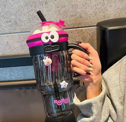 1280ML Summer Large-Capacity Cute Ice Cup Fresh and Simple Girls Children's Straw Plastic Cup