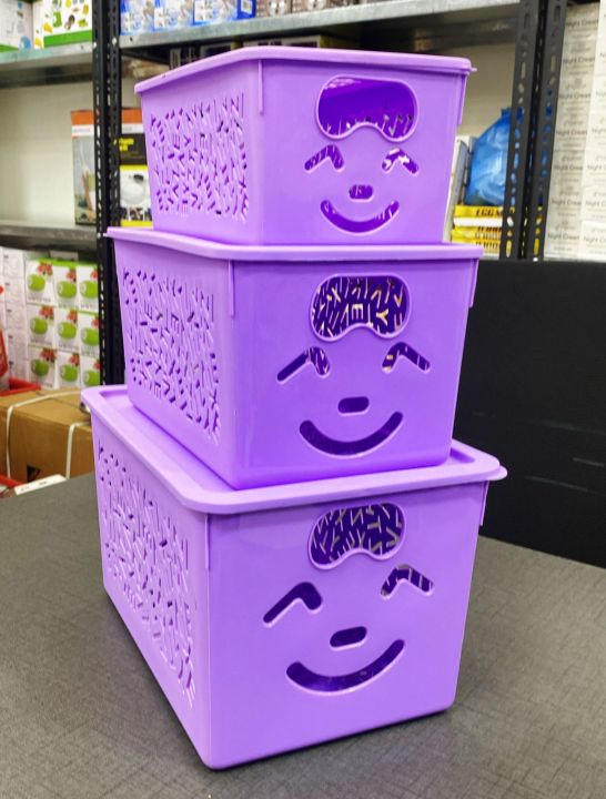 New Smiley Basket With Cap , 3 Pc Set With Different Sizes