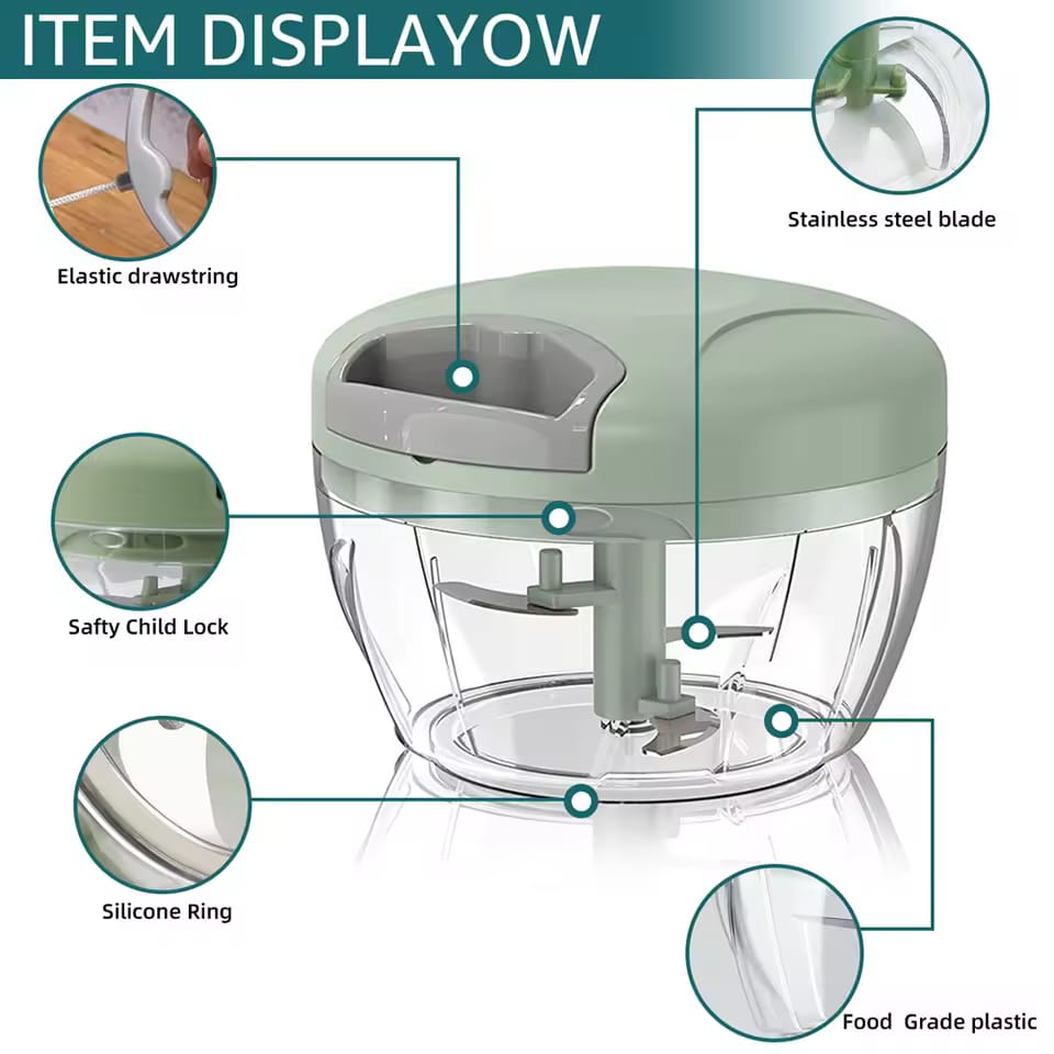 【FUN LIVE】 Multi-Function Manual Mincer Vegetable Meat Grinder Chopper Tool│Stainless Steel Blade Food Chopper