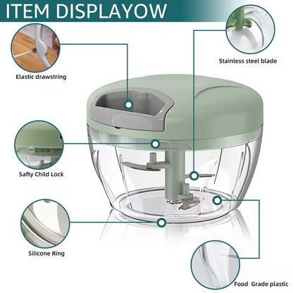 【FUN LIVE】 Multi-Function Manual Mincer Vegetable Meat Grinder Chopper Tool│Stainless Steel Blade Food Chopper