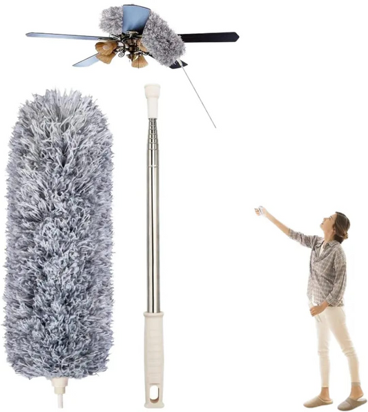 New High Quality Stainless Steel Microfiber Feather Extendable Duster Long Handle for Cleaning Fan