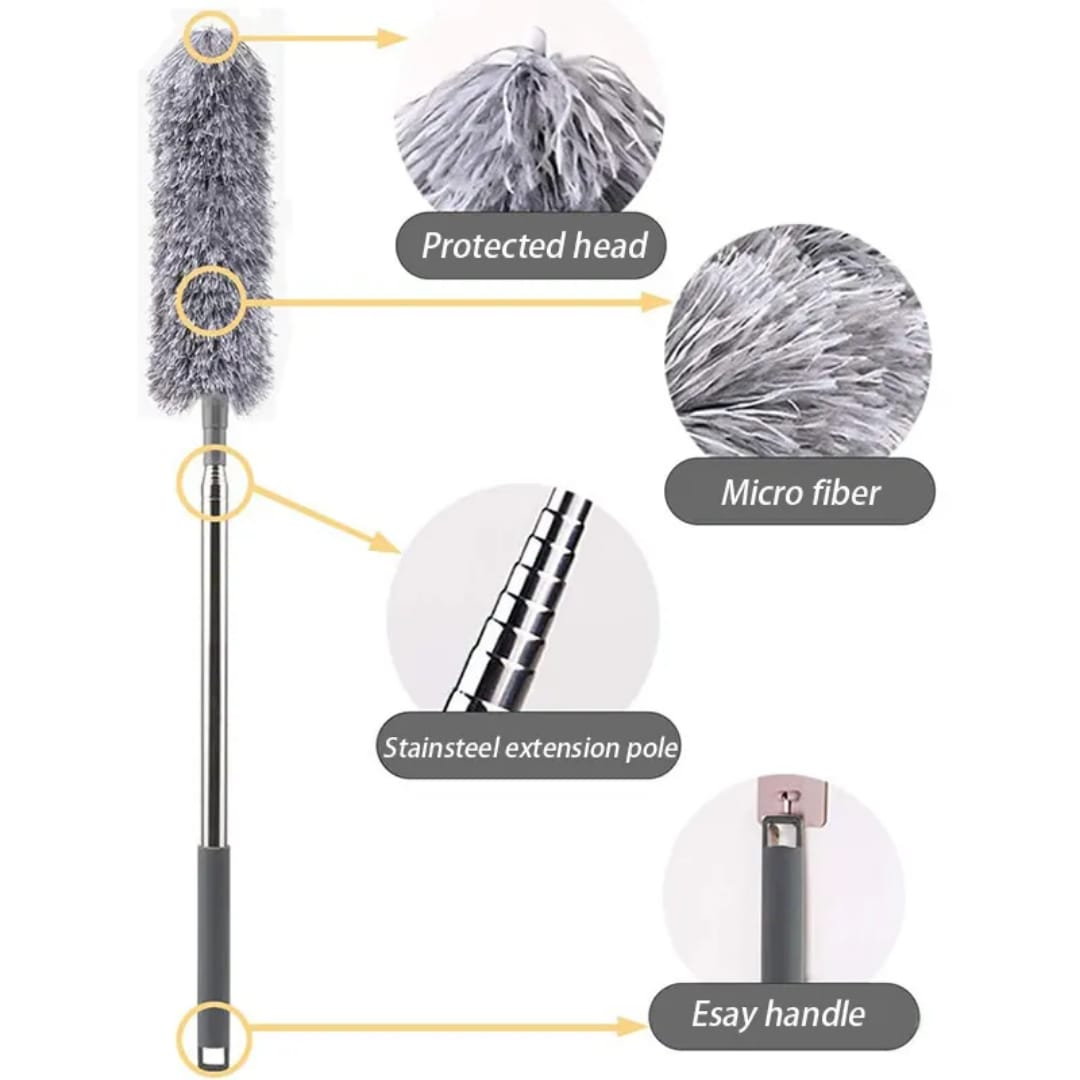 New High Quality Stainless Steel Microfiber Feather Extendable Duster Long Handle for Cleaning Fan