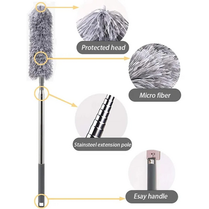 New High Quality Stainless Steel Microfiber Feather Extendable Duster Long Handle for Cleaning Fan