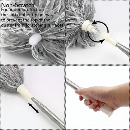 New High Quality Stainless Steel Microfiber Feather Extendable Duster Long Handle for Cleaning Fan
